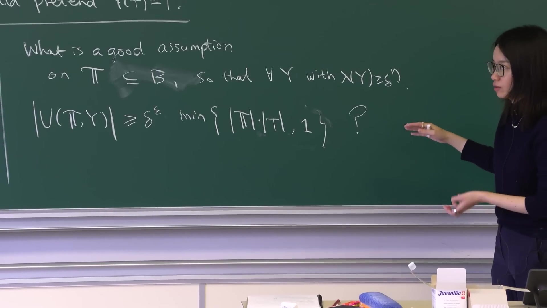 Blackboard: what is a good assumption, with the min of two terms