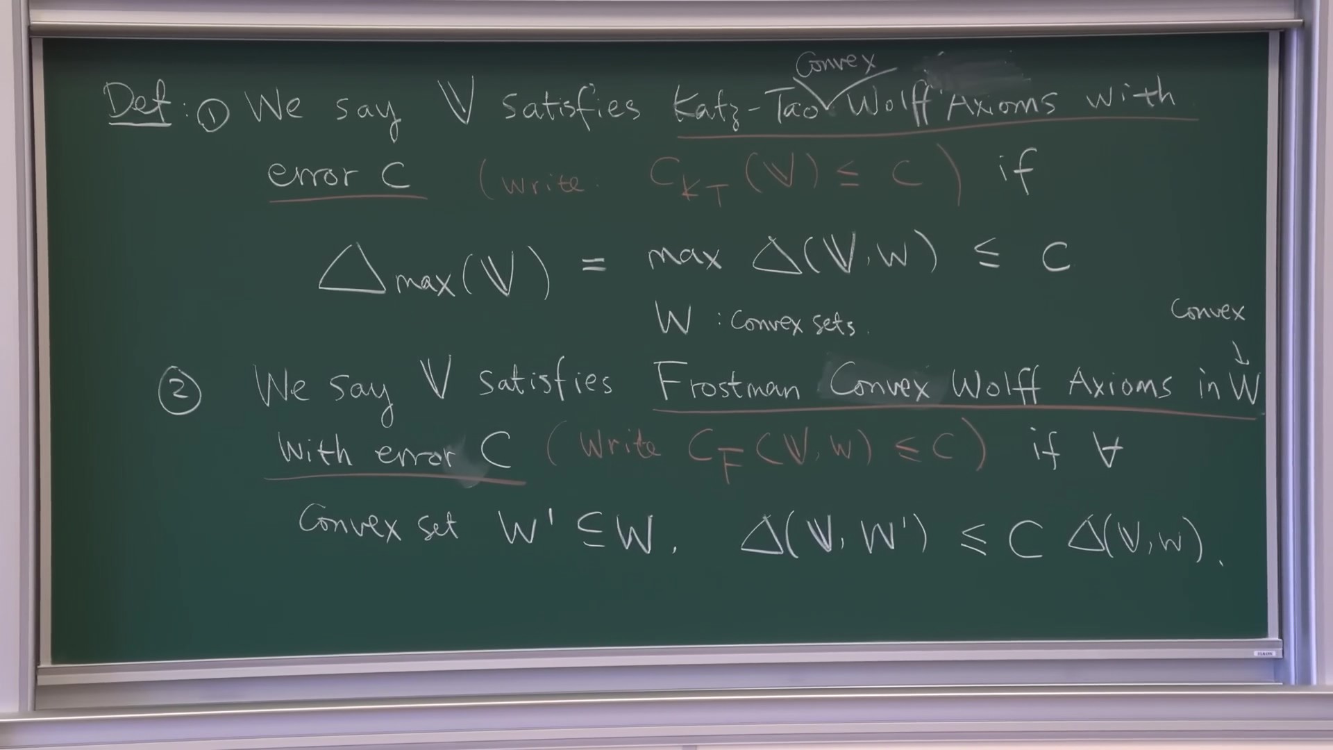 Blackboard: definitions of the Katz–Tao and Frostman convex Wolff axioms