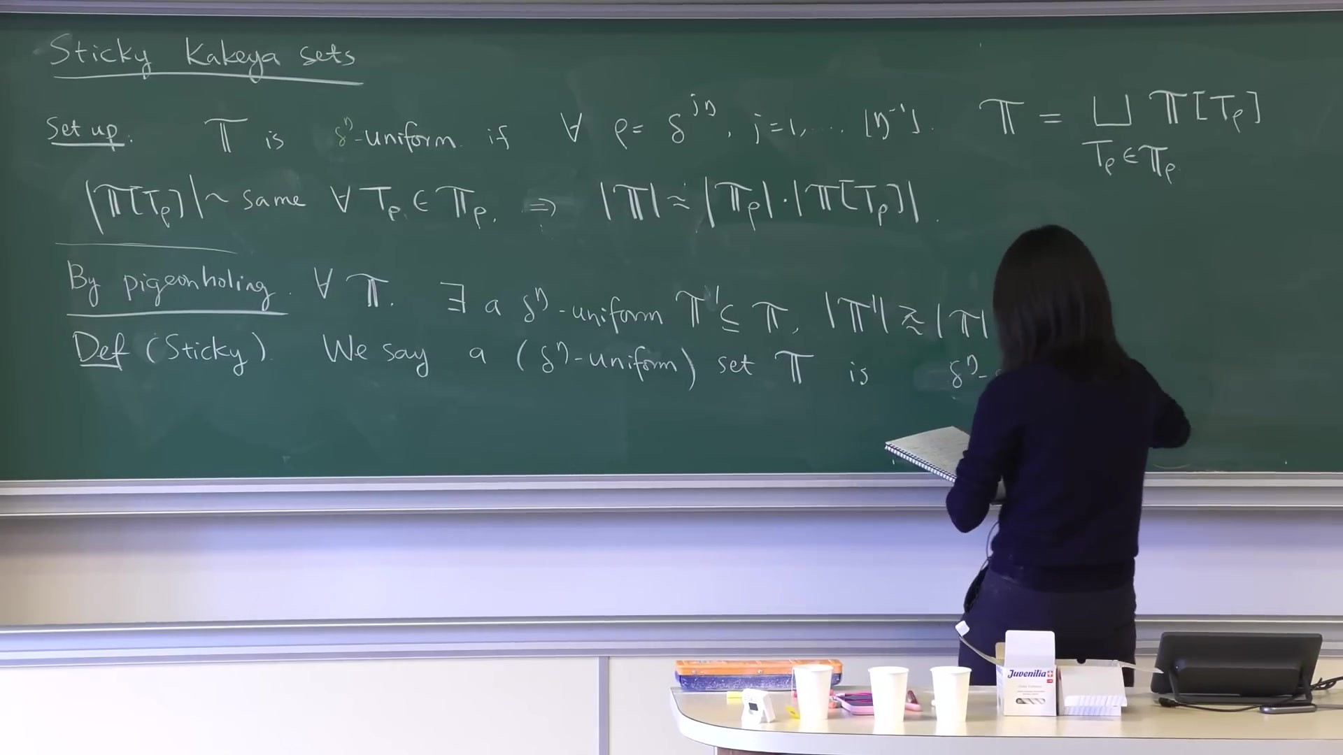 Blackboard: uniform families, the pigeonholing lemma, and the definition of sticky